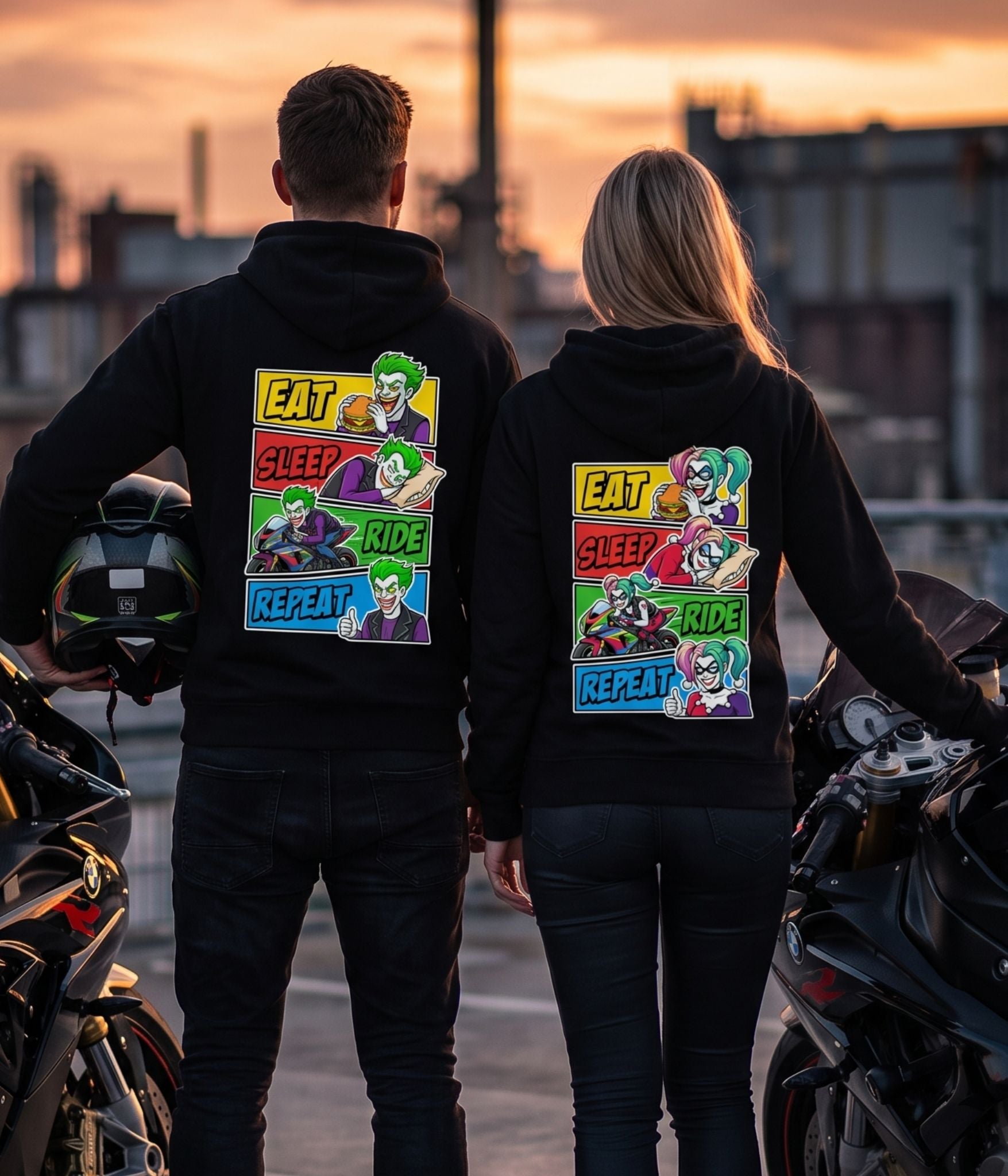 Eat Sleep Ride Repeat Clowns - Shirt Couple Bundle