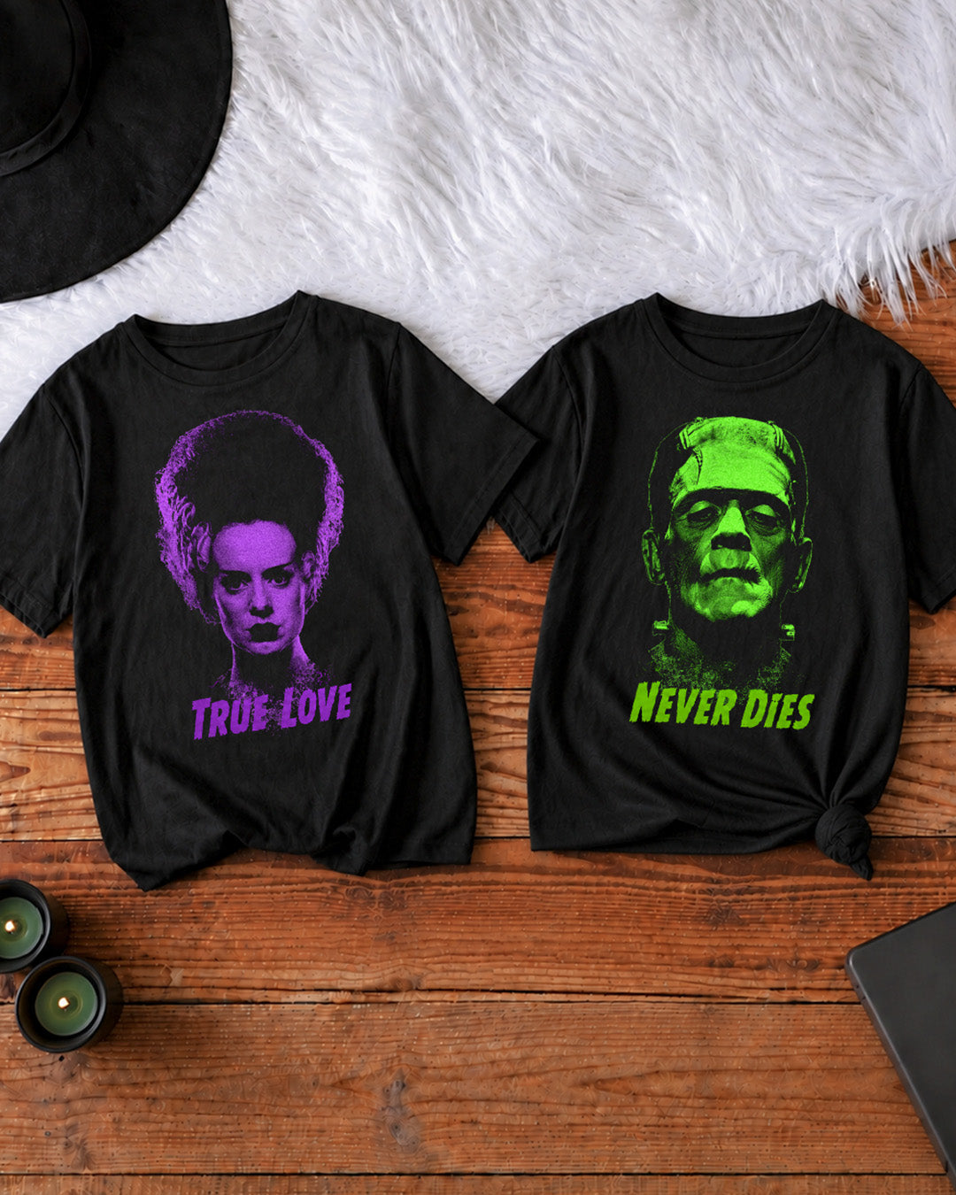True Love Never Dies - Halloween Couple Shirt Bundle