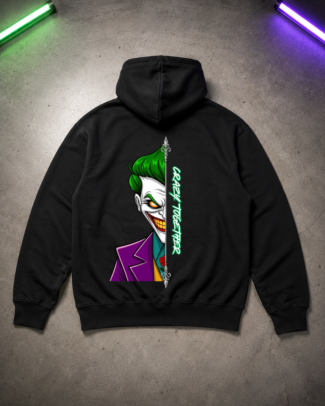 Crazy together Joker Cartoon - Hoodie Unisex Backprint ***