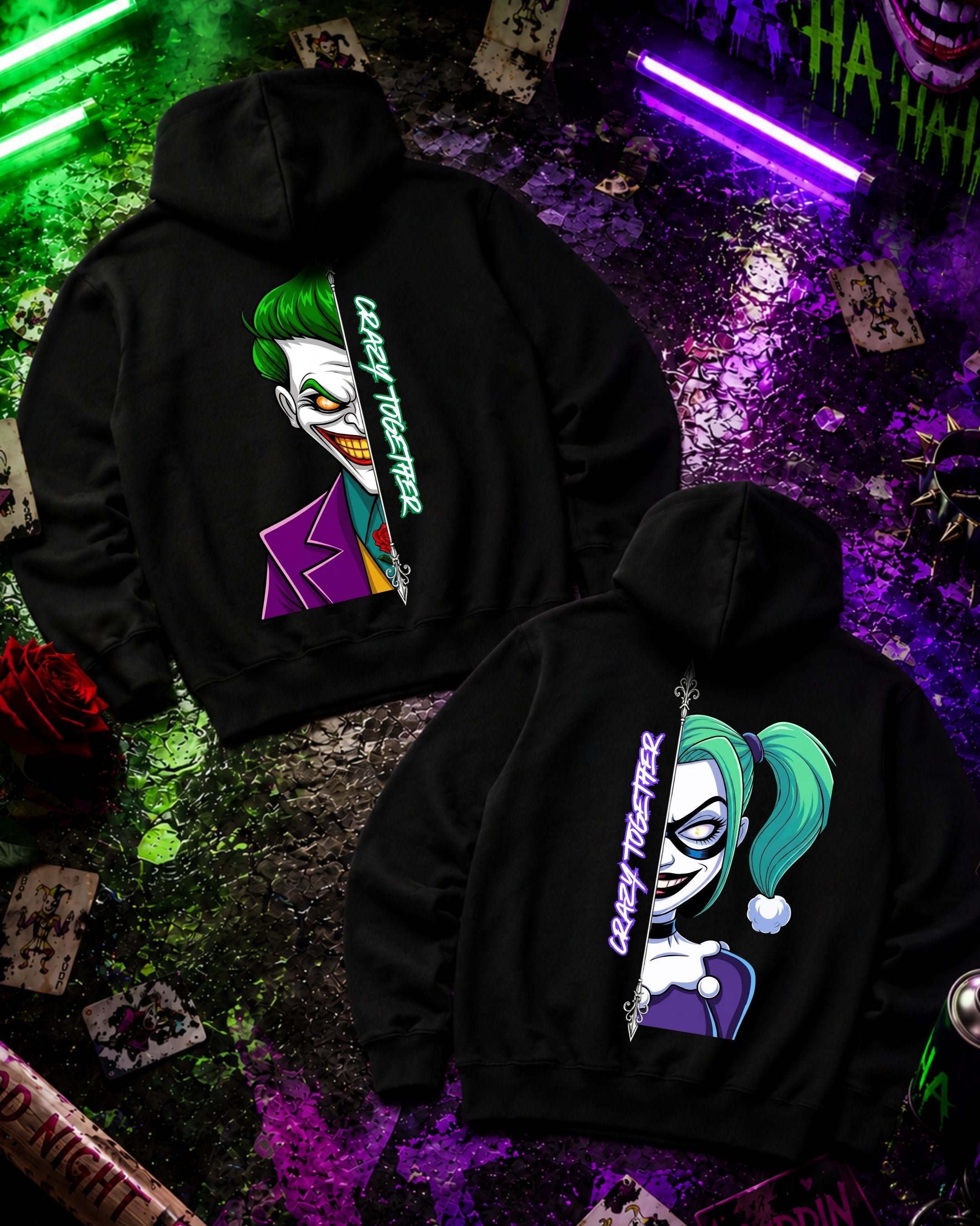 Crazy Together Cartoon - Couple Hoodie Bundle