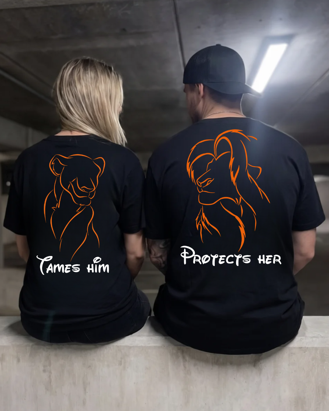 protects her / tames him - Couple Shirt Bundle