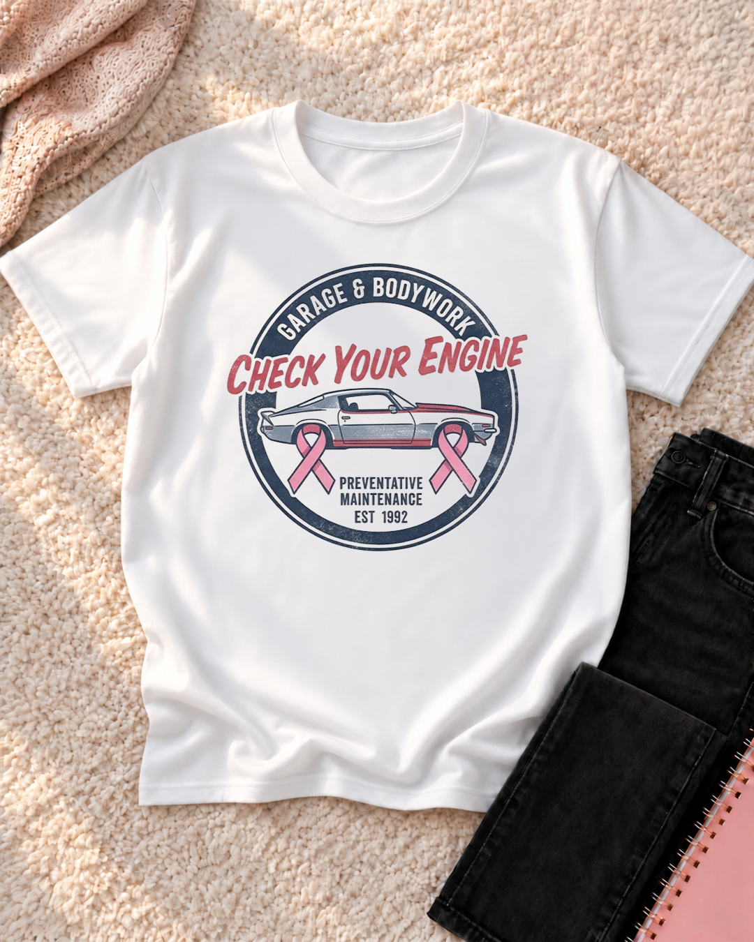 Check Your Engine - Breast Cancer Awareness Shirt