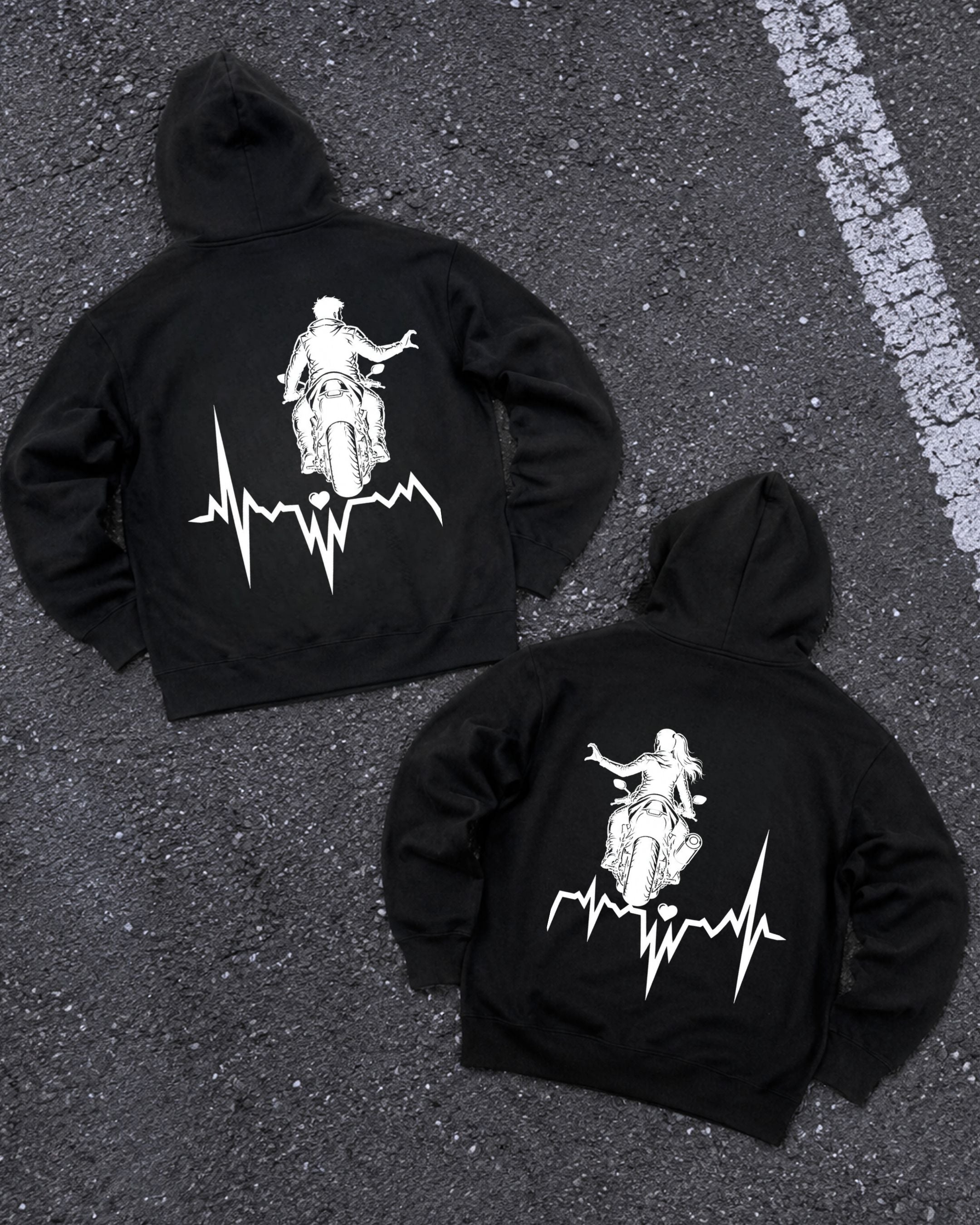 Heartbeat Biker - Couple Hoodie Bundle