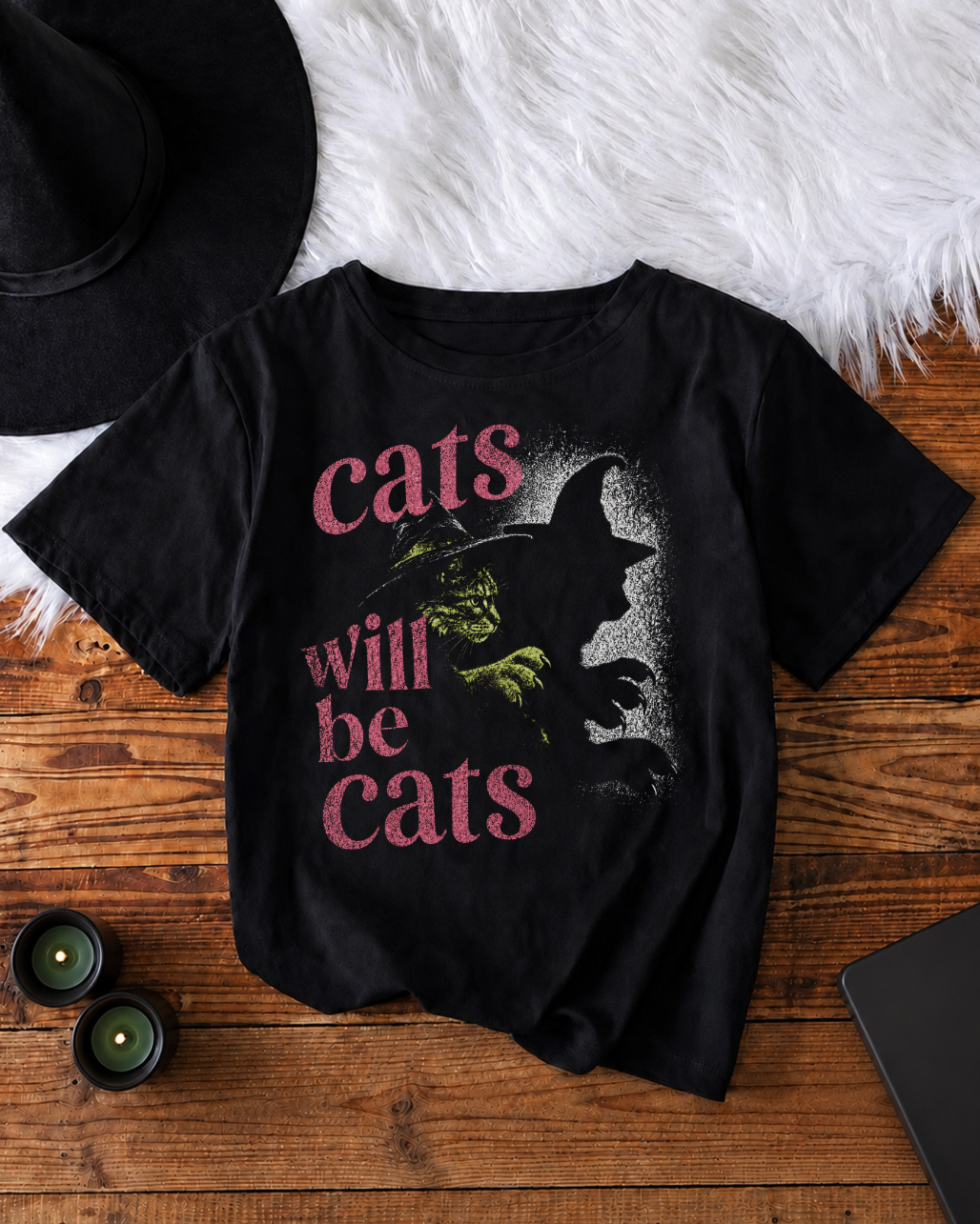 Cats Will Be Cats - Witchy Halloween Shirt for Women