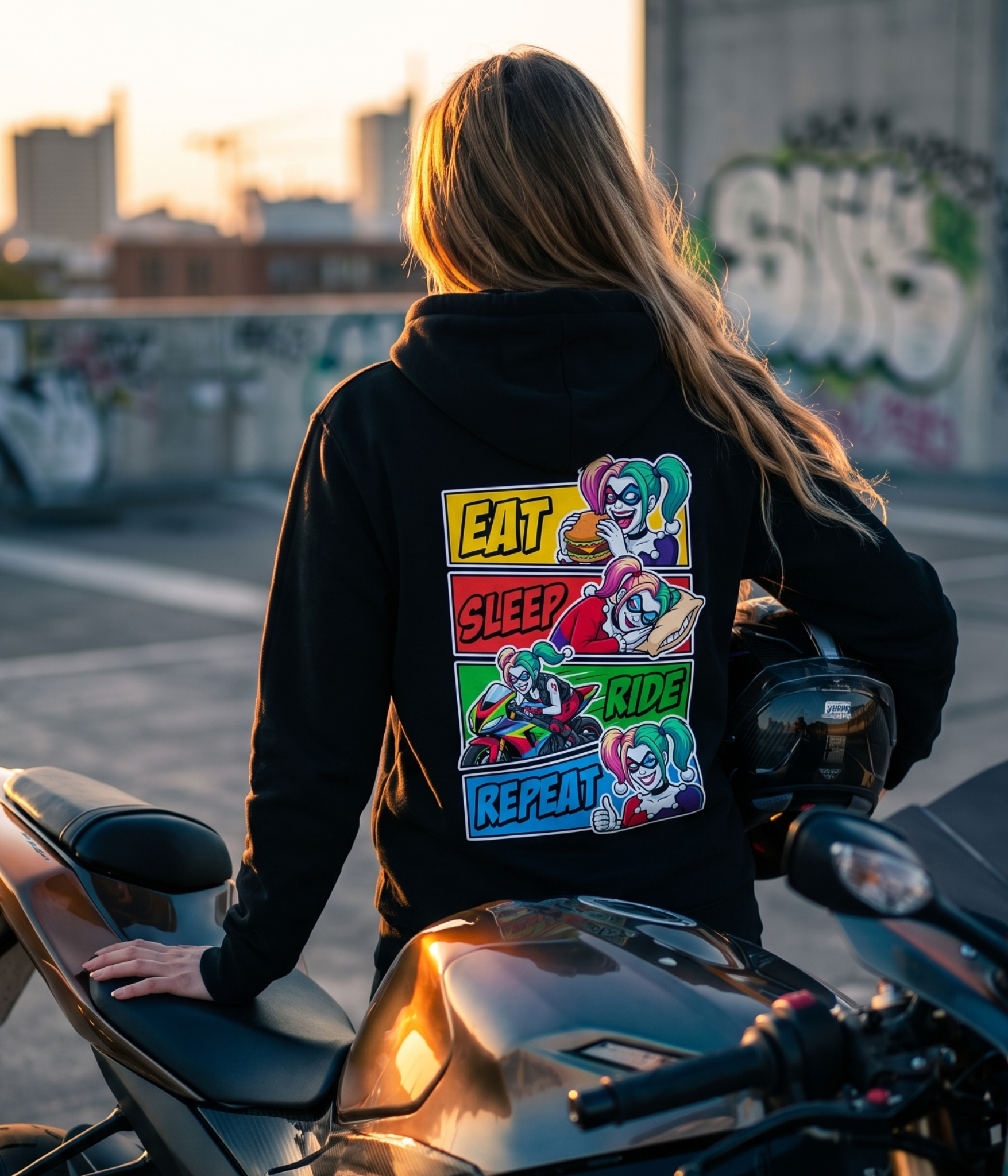 Eat Sleep Ride Repeat Clown Girl - Premium Hoodie Unisex