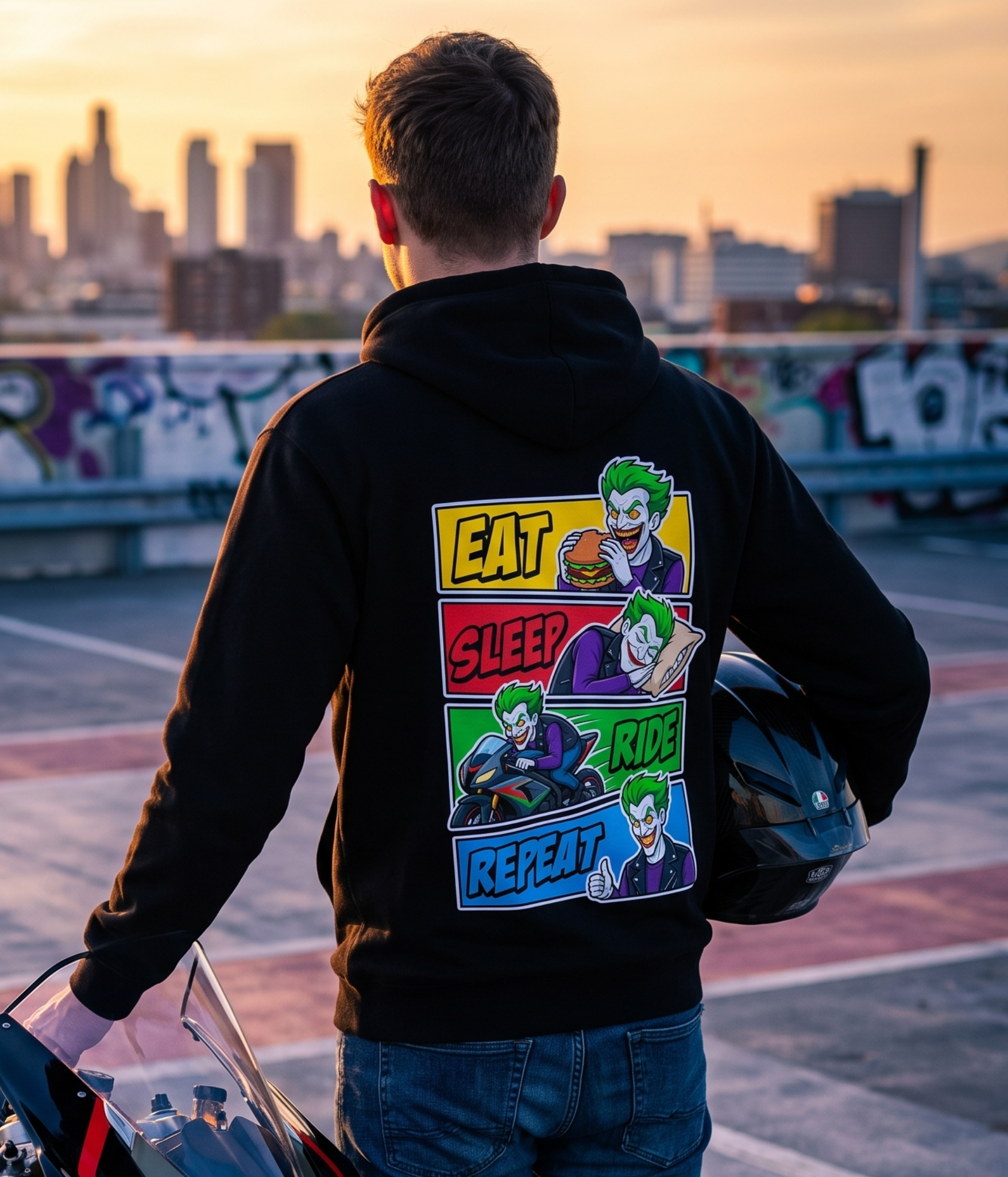 Eat Sleep Ride Repeat Clown Boy - Premium Hoodie Unisex